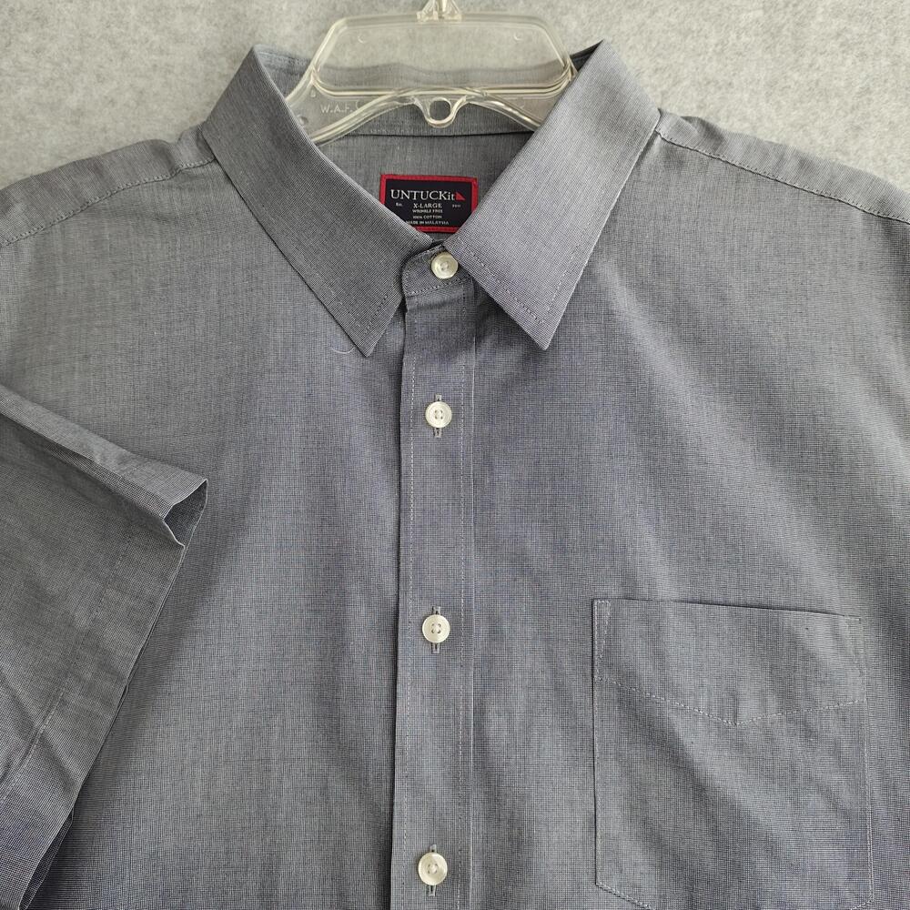 UNTUCKit Petrus WF Shirt Mens XL Blue Wrinkle Free Button Up Short Sleeve Check